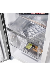 Холодильник Maunfeld MFF177NFB черный глянц. двухкамерный 263/170л морозилка сбоку, No Frost, Side by Side