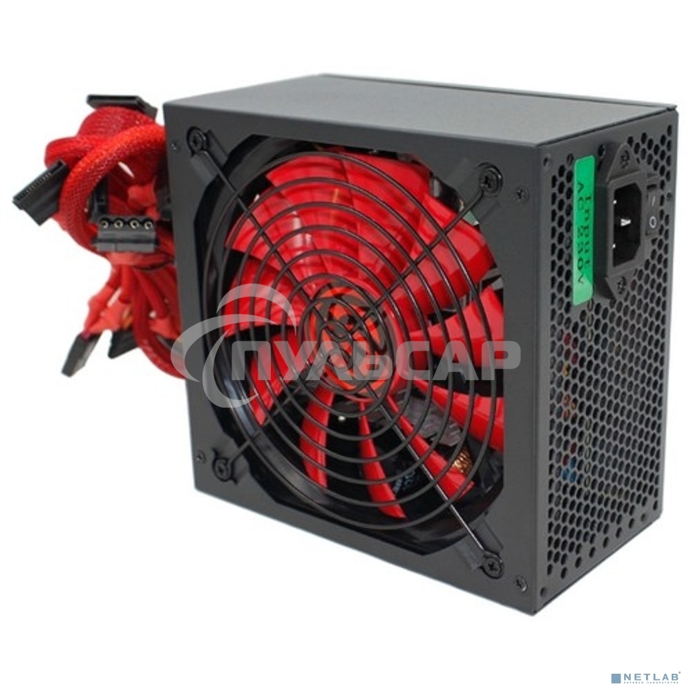 Блок питания Ginzzu PC500 (Red), 500Вт 80 PLUS, 140мм, черный