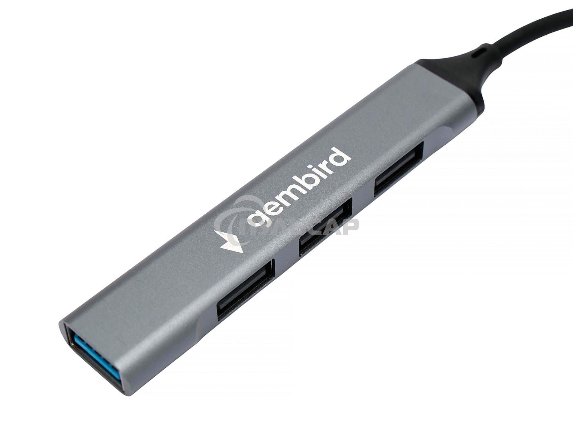 Разветвитель USB3.0/2.0 Gembird UHB-C204, USB3.0, 3xUSB2.0, кабель Type-C+USB 10см, алюминий, пакет
