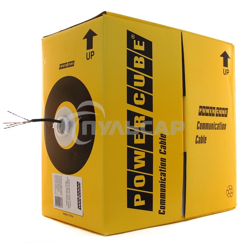 Кабель UTP Outdoor Power Cube PC-UPC-5051E-SO-OUTR кат.5e Fluke МЕДЬ однож. 4х2х0.51 мм, 305 м на катушк, внешний с тросом, черный (FLUKE TEST)