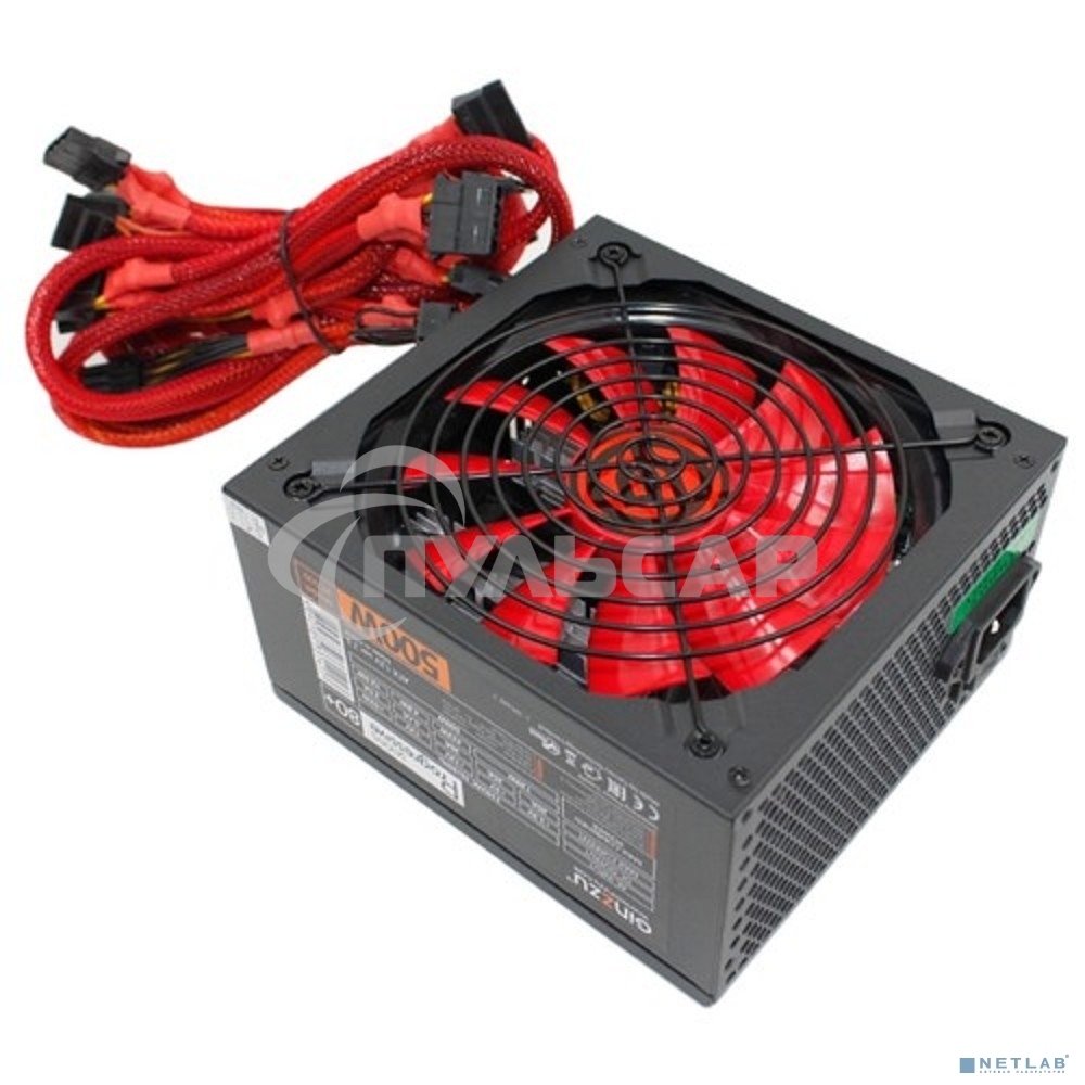 Блок питания Ginzzu PC500 (Red), 500Вт 80 PLUS, 140мм, черный