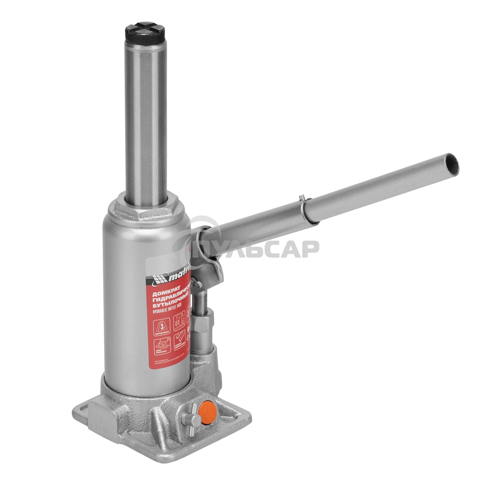Домкрат гидравлический бутылочный Matrix, 3 т, h подъема 178–343 мм, в пласт. кейсе