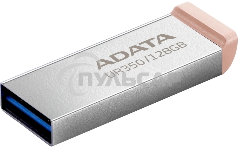 Флешка USB ADATA UR350 (UR350-128G-RSR/BG), 128 Gb, USB 3.2, R/W 100/15, серебристый/коричневый
