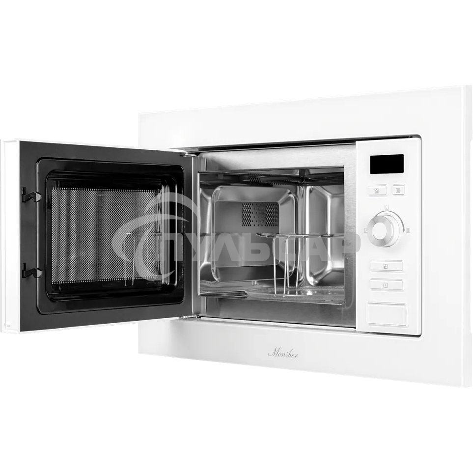 Микроволновая печь встраиваемая MONSHER 201 W 20 л, 800-1250 Вт, гриль, 8 программ, белый