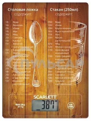 Весы кухонные электронные Scarlett SC-KS57P19 макс.вес:8кг рисунок