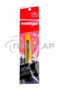 Нож с сегментированным лезвием 9 мм, корпус пластик, c клипсой Rexant