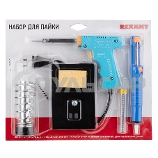 Набор для пайки (паяльник импульсный 30/70 Вт, оловоотсос, подставка, припой) 12-0164 Rexant
