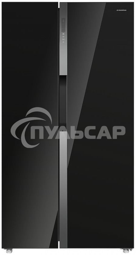 Холодильник Maunfeld MFF177NFB черный глянц. двухкамерный 263/170л морозилка сбоку, No Frost, Side by Side