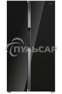 Холодильник Maunfeld MFF177NFB черный глянц. двухкамерный 263/170л морозилка сбоку, No Frost, Side by Side