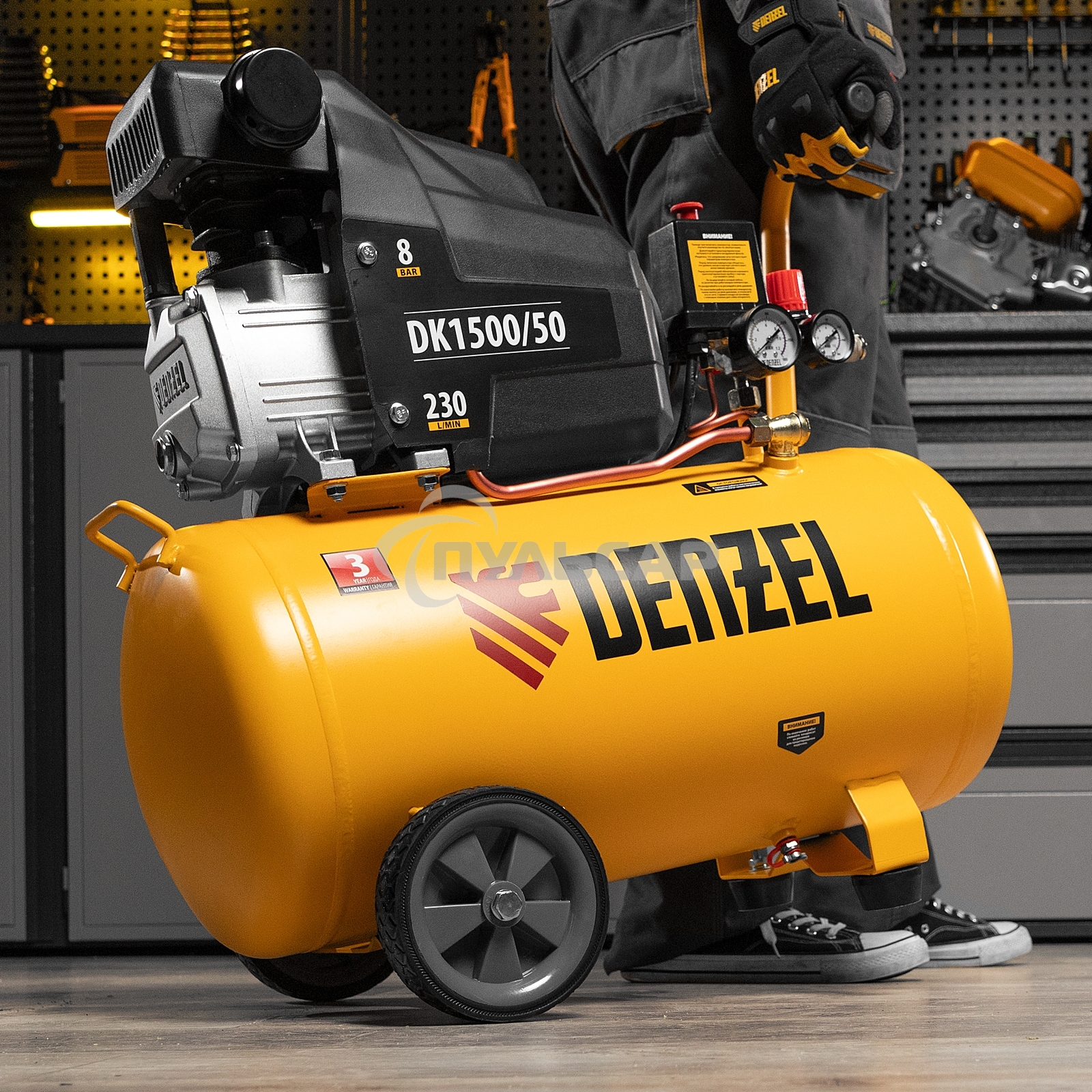 Компрессор Denzel воздушный DK1500/50,Х-PRO 1,5 кВт, 230 л/мин, 50 л 58064