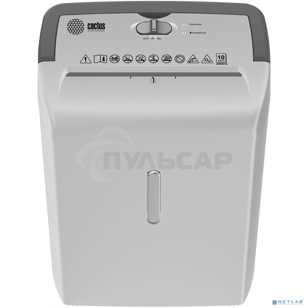 Шредер Cactus CS-SH-C5 белый (секр.P-4) фрагменты 10лист. 21лтр. скрепки скобы пл.карты