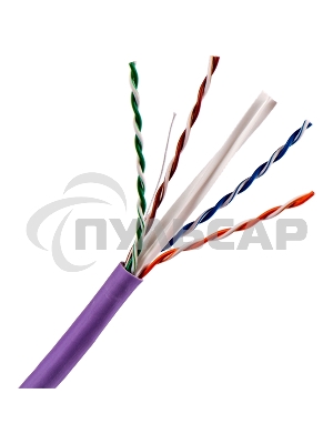 Кабель TWT UTP, 4 пары, Кат.6, нг(А)-LS, IEC 60332-3, 305 метров, фиолетовый