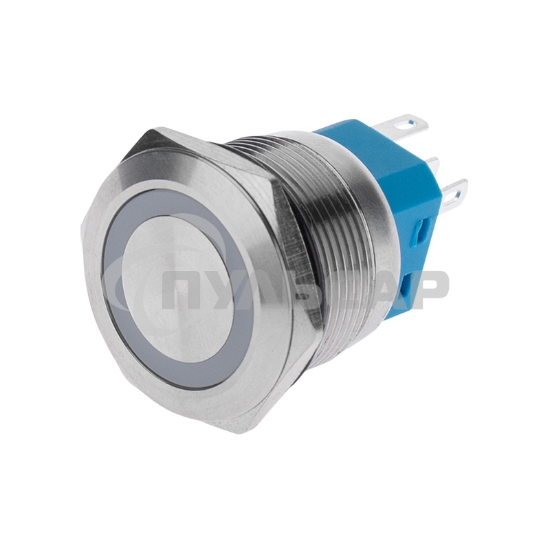 Кнопка антивандальная Ø 22 12 В Б/Фикс (5с) (ON)-OFF/(OFF)-ON подсв./зеленая Rexant