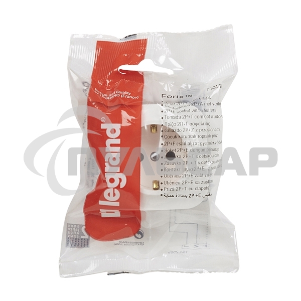 Розетка с заземлением с защитными шторками (Белая) Legrand 782220