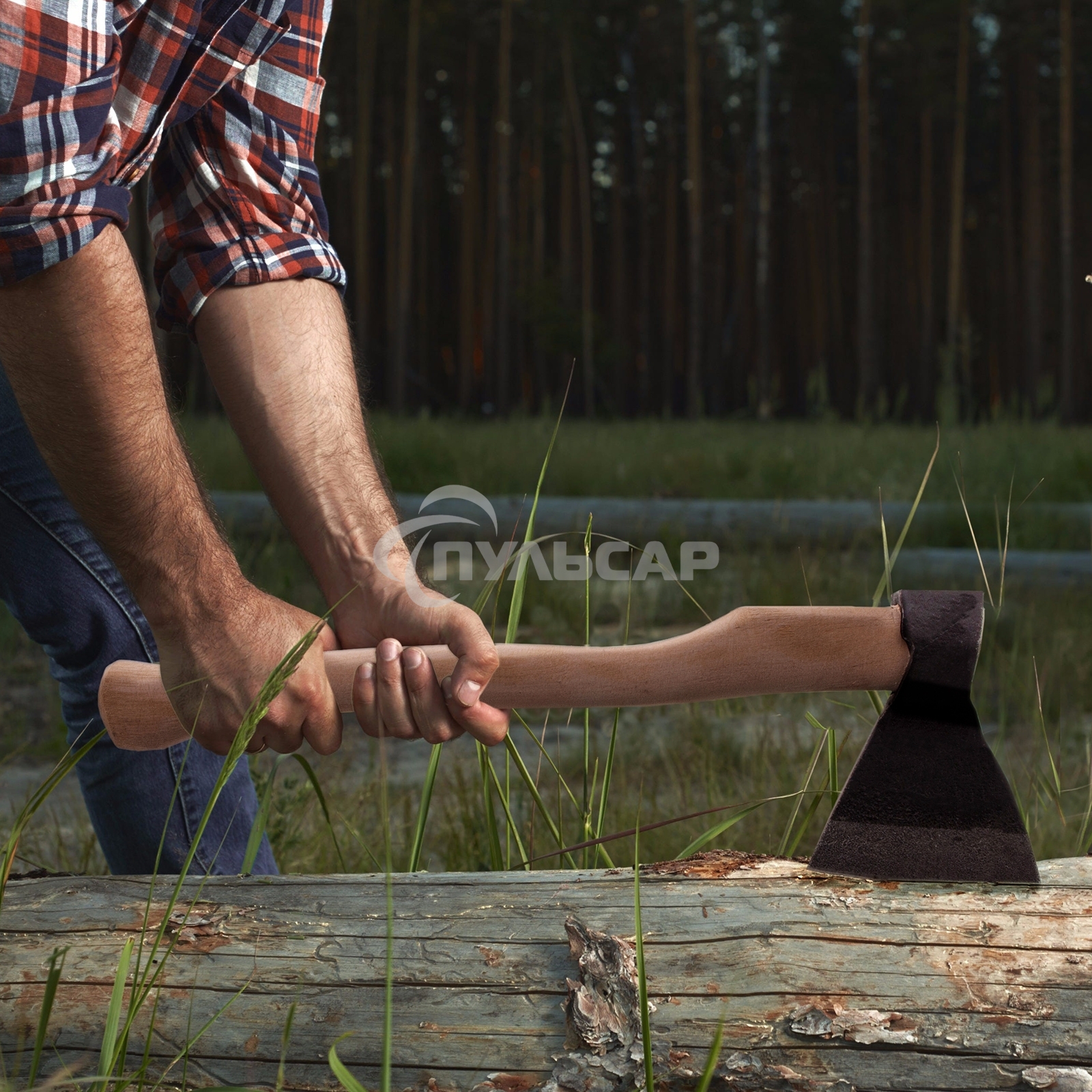 Топор кованный, в сборе, 890/1200 г, деревянное топорище, 500 мм, АО, (Ижевск) Россия