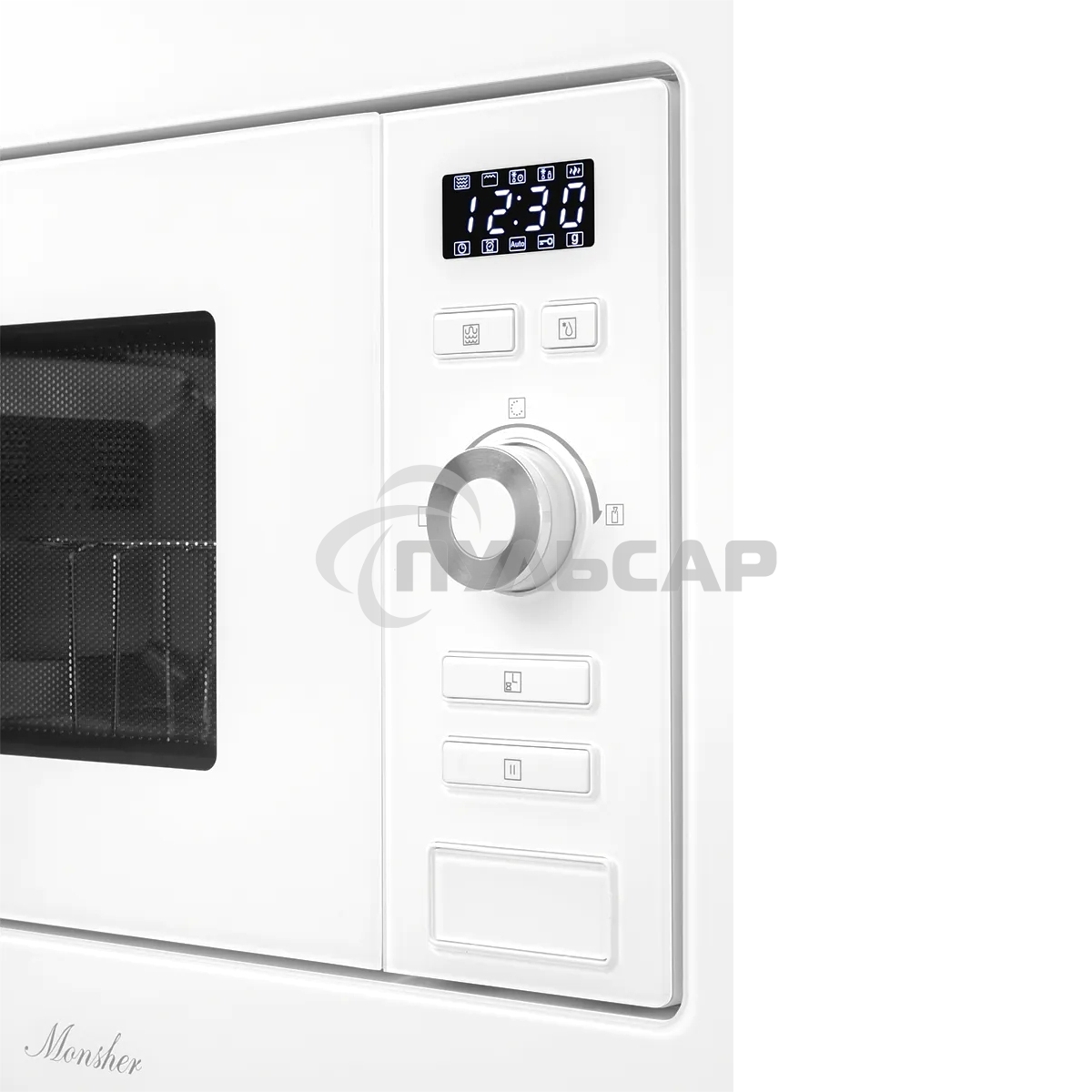 Микроволновая печь встраиваемая MONSHER 201 W 20 л, 800-1250 Вт, гриль, 8 программ, белый