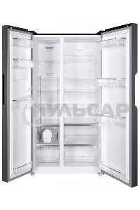 Холодильник Maunfeld MFF177NFB черный глянц. двухкамерный 263/170л морозилка сбоку, No Frost, Side by Side