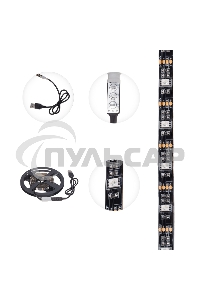 Лента светодиодная с USB-коннектором 5 В IP23 5050 30 LED/м 3 м RGB управление со смартфона LAMPER