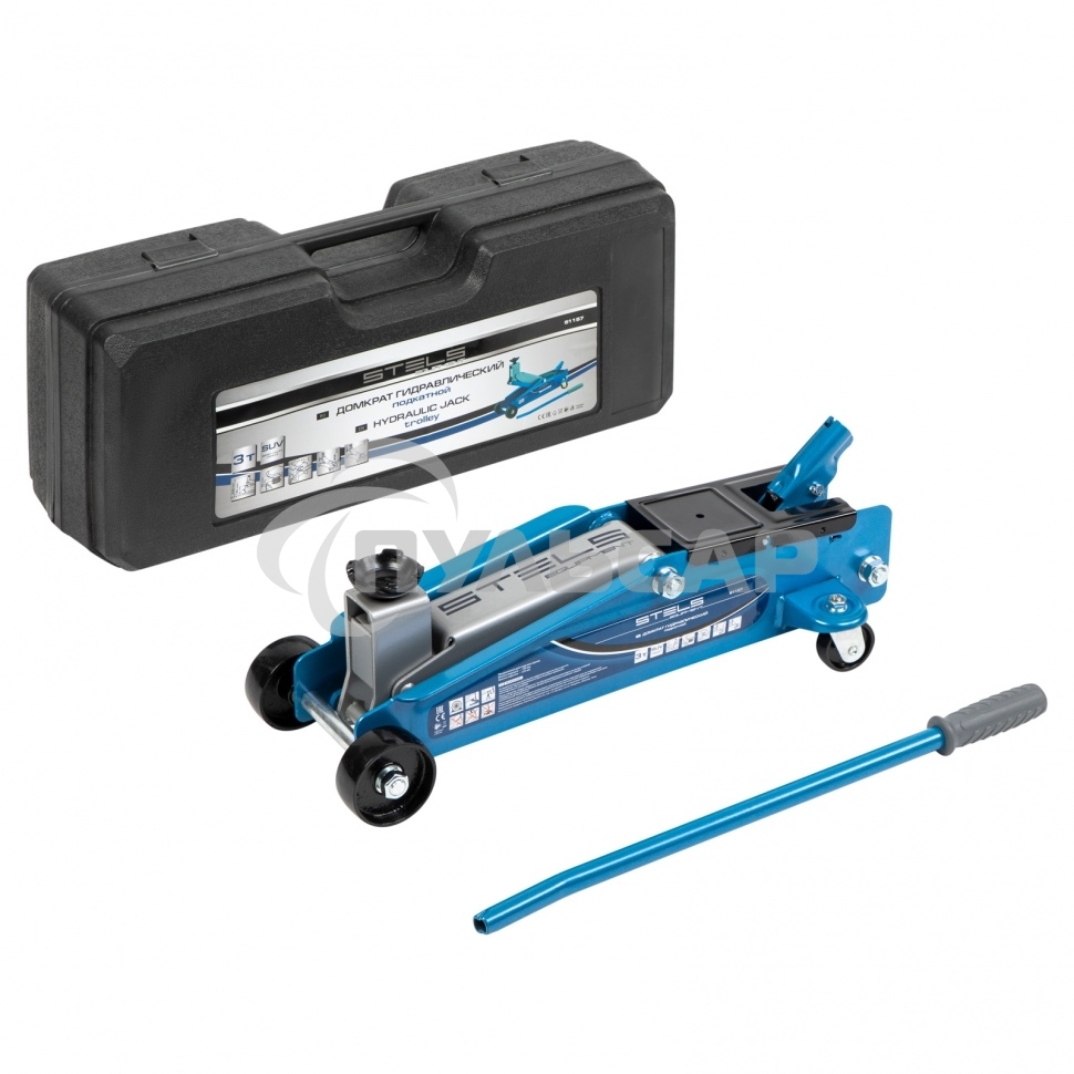 Домкрат гидравлический подкатной, высокий подъем, 3т SUV, 190-535 мм, в кейсе Stels
