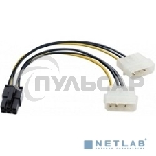 Переходник питания PCI-Express 6pin (от 2х разъемов Molex (IDE) блока питания), 15см ExeGate EX138937RUS