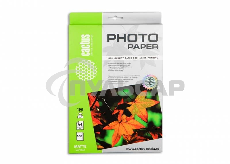 Фотобумага Cactus CS-MA4190100 A4/190г/м2/100л. матовая для струйной печати