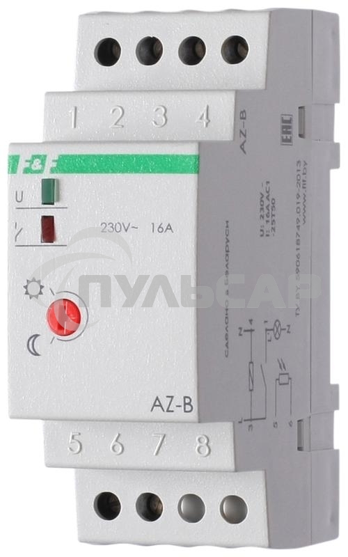 Фотореле AZ-B (выносной герметичный фотодатчик IP65 монтаж на DIN-рейке 2 модуля 230В 16А 1НО IP20)(аналог ФР-7Е) F&F EA01.001.009