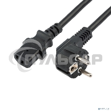 Шнур сетевой, евровилка угловая - евроразъем С13, кабель 3x1,5 мм², длина 1,5 метра, черный (PVC пакет) Rexant