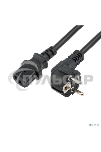 Шнур сетевой, евровилка угловая - евроразъем С13, кабель 3x1,5 мм², длина 1,5 метра, черный (PVC пакет) Rexant