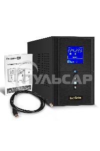 Источник бесперебойного питания (инвертор, синус, для котла) ExeGate SineTower SN-1000.LCD.AVR.2SH.1C13.USB 1000VA/800W, чистая синусоида, LCD дисплей, AVR, 2*Schuko+1*C13, USB, линейно-интерактивный, черный