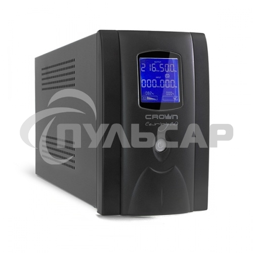 Источник бесперебойного питания CROWN Line Intractive CMU-800EURO LCD USB 800VA\480W, корпус металл, 1x12V/9AH, розетки 4*EURO+1*IEC bypass, трансформатор AVR 145-280V, LCD-дисплей, съемный кабель 1.2 м, порт RJ11/45, порт USB, защита: от перегрузки, от К