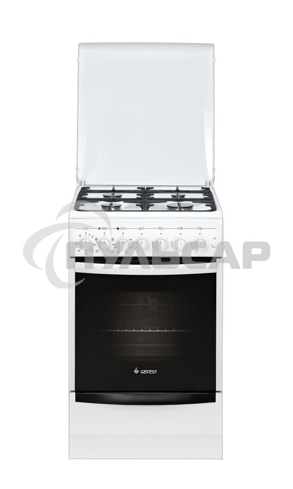 Плита комбинированная Gefest ПГЭ 5102-02 белый, конфорок 4 газовых, духовка 55 л, 50 см x 85 см x 58.5 см