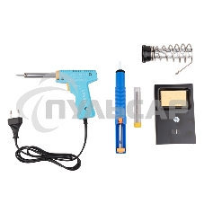 Набор для пайки (паяльник импульсный 30/70 Вт, оловоотсос, подставка, припой) 12-0164 Rexant