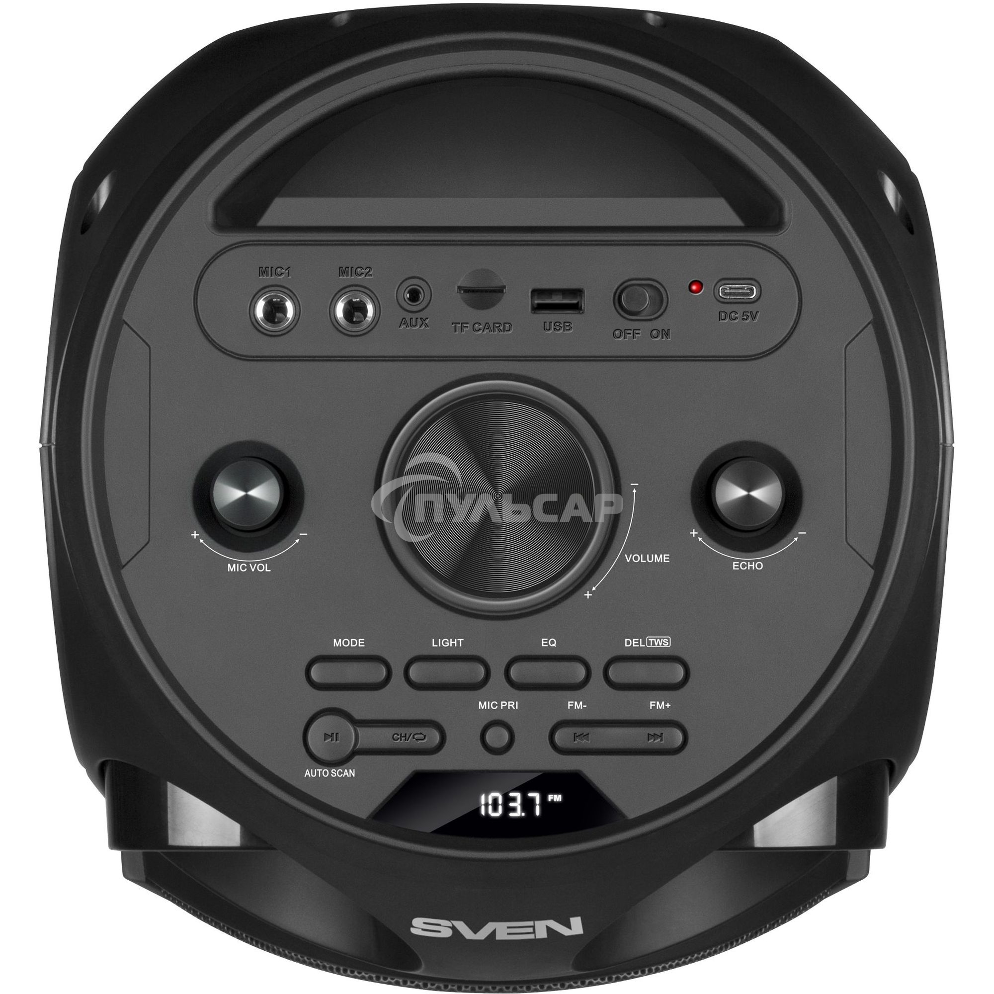 Колонка АС Sven PS-750, черный (80 Вт, TWS, Bluetooth, FM, USB, microSD, LED-дисплей, 2х4400мА*ч)
