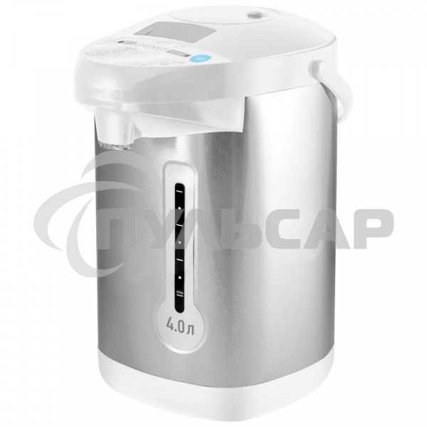 Термопот Energy TP-619 (280307) Мощность: 750 Вт Объем: 4 л Мощность в режиме поддержания температуры: 35 Вт 3 способа подачи воды: автоматическая (нажатием кнопки, нажатием чашкой) и ручная (помпа) Функция поддержания температуры Функция повторного кипяч