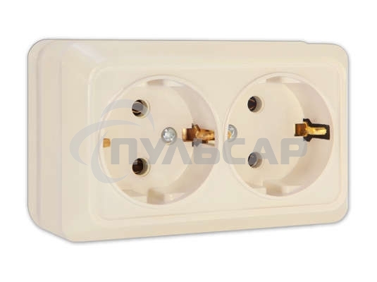 Розетка 2-м ОП Олимп 16А с заземл. беж. UNIVersal Б-О0128