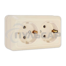 Розетка 2-м ОП Олимп 16А с заземл. беж. UNIVersal Б-О0128