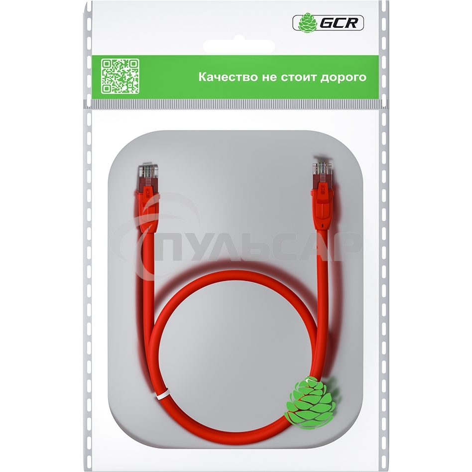 Патч-корд GCR прямой 7.5m UTP кат.6, красный, 24 AWG, ethernet high speed, RJ45, T568B, GCR-52707