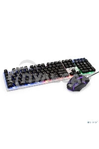 Комплект клавиатура + мышь ExeGate Professional Standard Combo MK140 с подсветкой (клавиатура влагозащищенная 104кл. +  мышь оптическая 1000dpi, 3 кнопки и колесо прокрутки, длина кабелей 1,5м; USB, серый, Color Box)