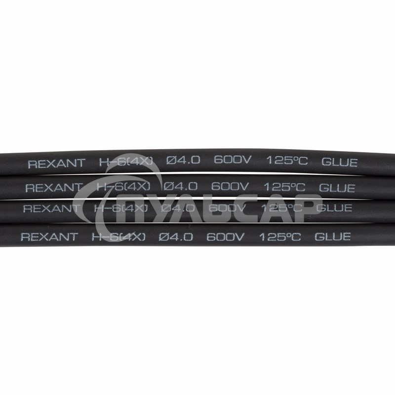 Термоусаживаемая трубка клеевая Rexant 4,0/1,0 мм, (4:1) черная, упаковка 10 шт. по 1 м