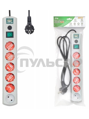 Сетевой фильтр Most LRG 1.6м (6 розеток) белый (пакет ПЭ)