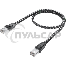 Патч-корд GCR PROF прямой 5.0m, UTP медь кат.6, STRONG черно-белый нейлон, ethernet high speed 10 Gbит/с, T568B, GCR-52779