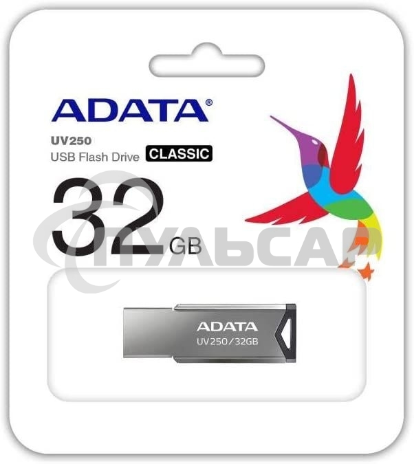 Флешка USB ADATA UV250 (AUV250-32G-RBK), 32 Gb, USB 2.0, R/W 25/10, серебристый