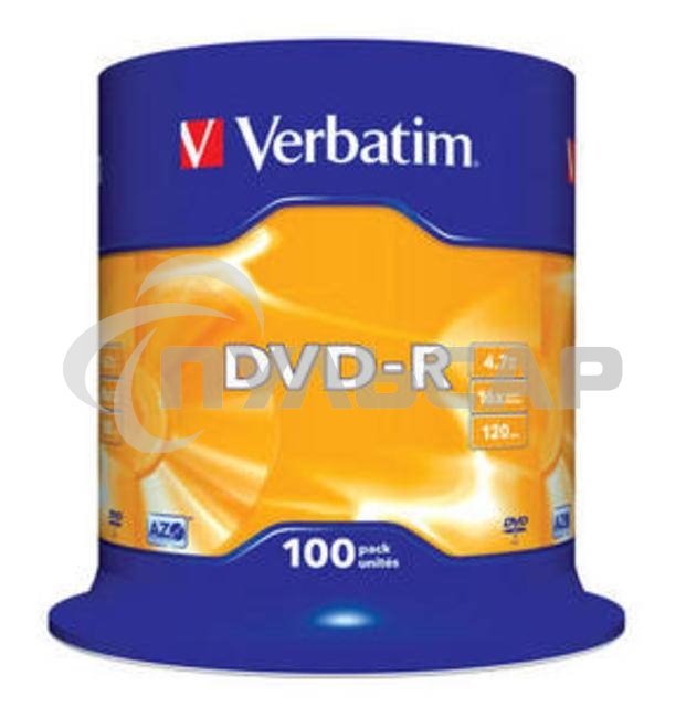 Диск DVD-R Verbatim 4.7Gb 16x Cake Box (100шт) (43549)