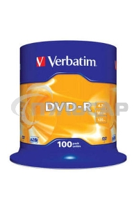 Диск DVD-R Verbatim 4.7Gb 16x Cake Box (100шт) (43549)