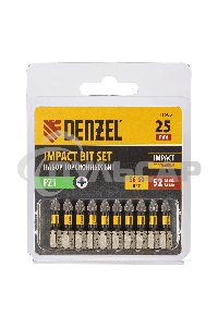 Набор бит торсионных PZ1x25 мм, лазерная обработка шлица, сталь S2, 10 шт. Denzel