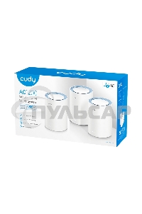 Бесшовный Mesh роутер Cudy M1200(3-Pack) AC1200 10/100BASE-TX белый (упак.:3шт)
