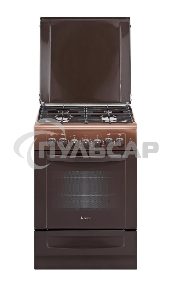 Плита комбинированная Gefest ПГЭ 6102-02 0001 коричневый, конфорок 4 газовых, духовка 55 л, 60 см x 85 см x 60 см