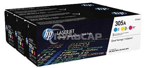 Картридж лазерный набор HP CF370AM № 305A голубой/пурпурный/желтый CLJ M451 (CE411A+CE412A+CE413A)