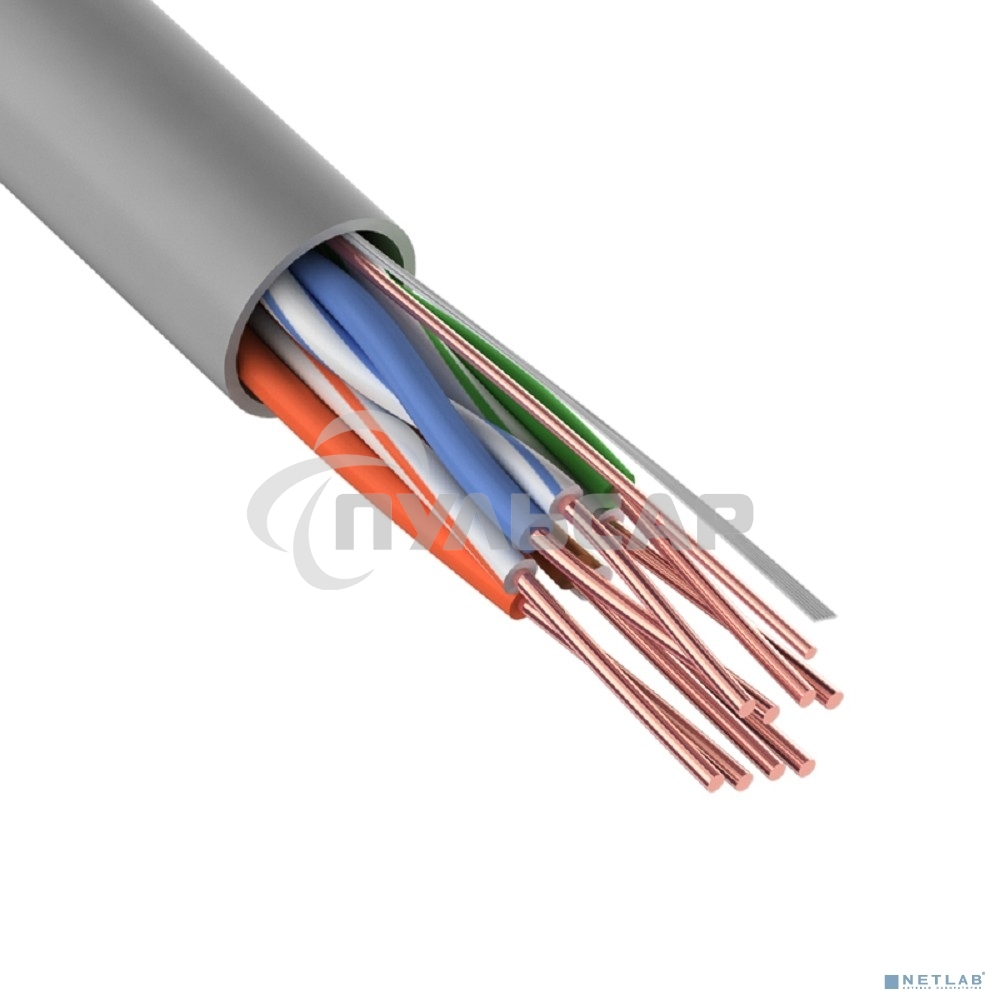 Кабель UTP Rexant 4PR 24AWG, CU (медь), CAT5e, 100 МГц, PVC, серый, бухта 25 м