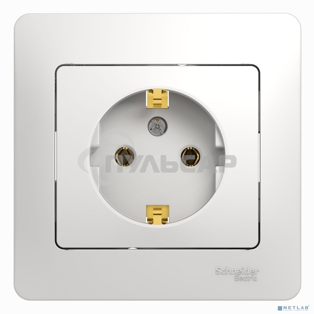 Розетка 1-м СП Glossa 16А с заземл. в сборе бел. SchE GSL000142